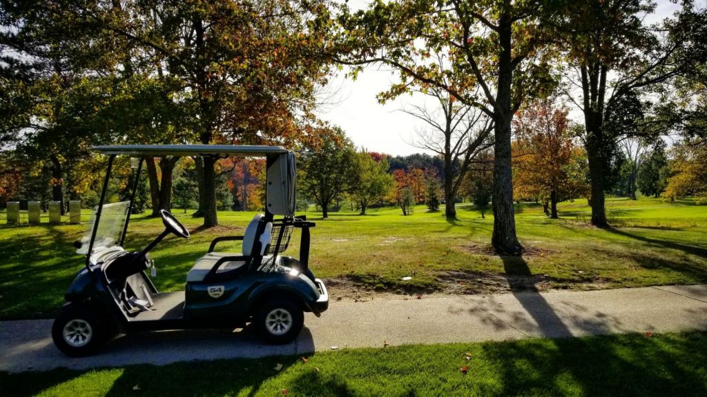 Golf cart on fairway